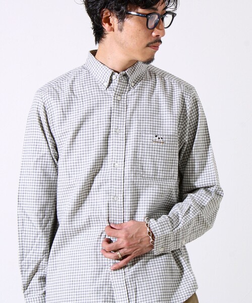 GLOSTER（グロスター）の「【定番フレブルシリーズ】フレンチブルドッグ刺繍 ボタンダウンネルシャツ（シャツ/ブラウス・メンズ・ブラウン系その他/グレー系その他/ブルー/ネイビー/グリーン系その他・S/M/L）」の12枚目の写真