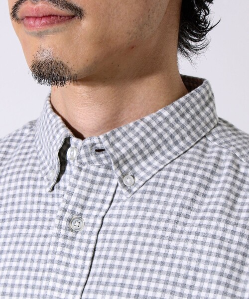 GLOSTER（グロスター）の「【定番フレブルシリーズ】フレンチブルドッグ刺繍 ボタンダウンネルシャツ（シャツ/ブラウス・メンズ・ブラウン系その他/グレー系その他/ブルー/ネイビー/グリーン系その他・S/M/L）」の13枚目の写真