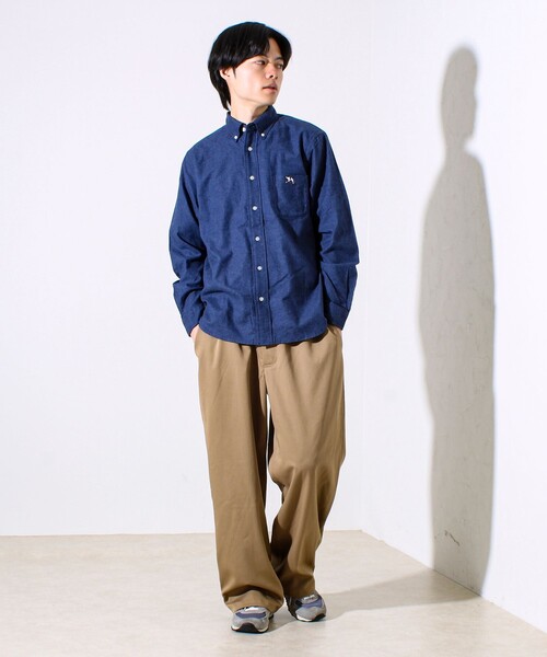 GLOSTER（グロスター）の「【定番フレブルシリーズ】フレンチブルドッグ刺繍 ボタンダウンネルシャツ（シャツ/ブラウス・メンズ・ブラウン系その他/グレー系その他/ブルー/ネイビー/グリーン系その他・S/M/L）」の19枚目の写真