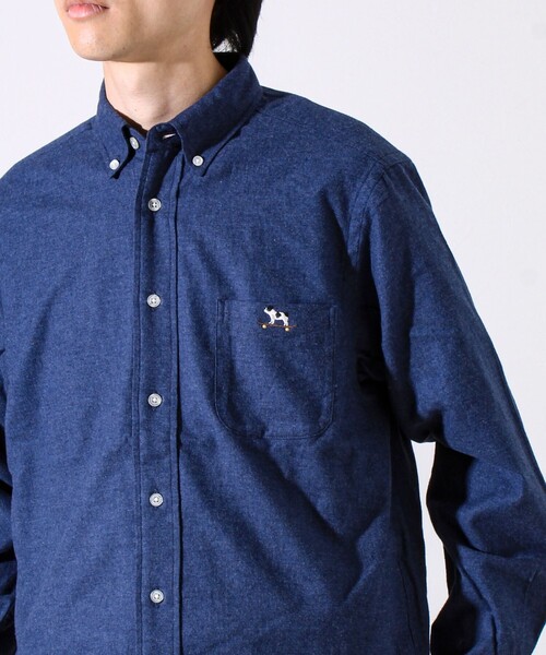 GLOSTER（グロスター）の「【定番フレブルシリーズ】フレンチブルドッグ刺繍 ボタンダウンネルシャツ（シャツ/ブラウス・メンズ・ブラウン系その他/グレー系その他/ブルー/ネイビー/グリーン系その他・S/M/L）」の20枚目の写真