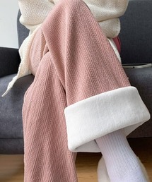 裏起毛ワイドパンツ あったかニットパンツ