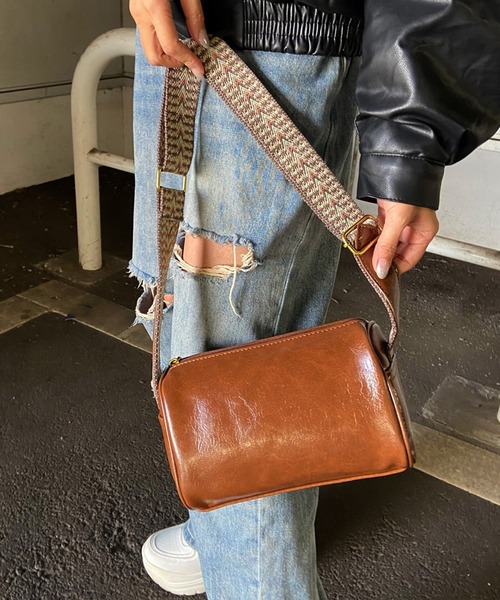 セール】柄ストラップスクエアショルダーバッグ（ショルダーバッグ