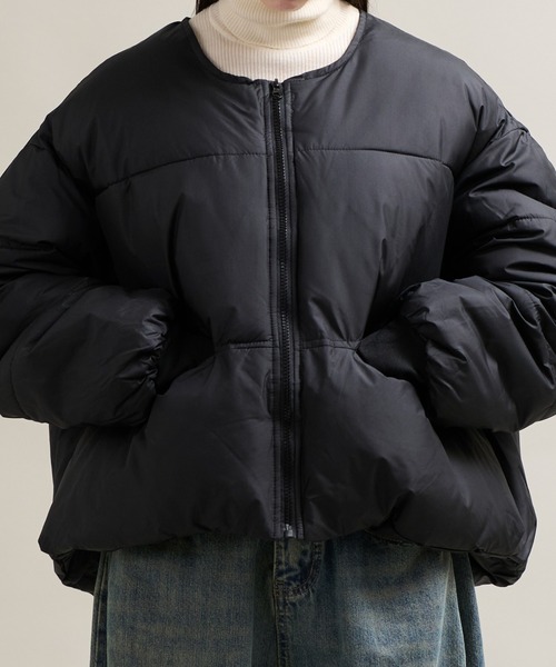 セール】11C13 【UNISEX対応】ノーカラーパテッドジャケット 中綿 軽量