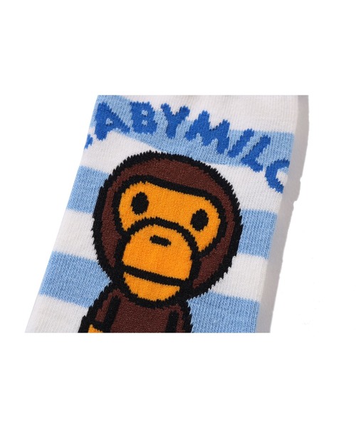 A BATHING APE(アベイシングエイプ)の「BABY MILO STRIPE SOCKS(ソックス/靴下・キッズ・ブルー/オレンジ・SMALL/MEDIUM/LARGE)」の3枚目の写真