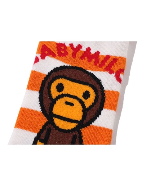 A BATHING APE(アベイシングエイプ)の「BABY MILO STRIPE SOCKS(ソックス/靴下・キッズ・ブルー/オレンジ・SMALL/MEDIUM/LARGE)」の4枚目の写真