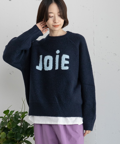 POU DOU DOU(プードゥドゥ)の「ロゴループジャガードニット(ニット/セーター・レディース・ネイビー/グレー/グリーン・M)」の1枚目の写真