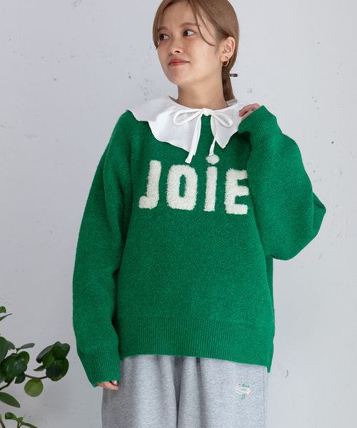 POU DOU DOU(プードゥドゥ)の「ロゴループジャガードニット(ニット/セーター・レディース・ネイビー/グレー/グリーン・M)」の5枚目の写真