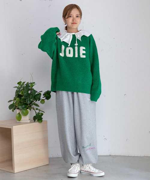 POU DOU DOU(プードゥドゥ)の「ロゴループジャガードニット(ニット/セーター・レディース・ネイビー/グレー/グリーン・M)」の9枚目の写真