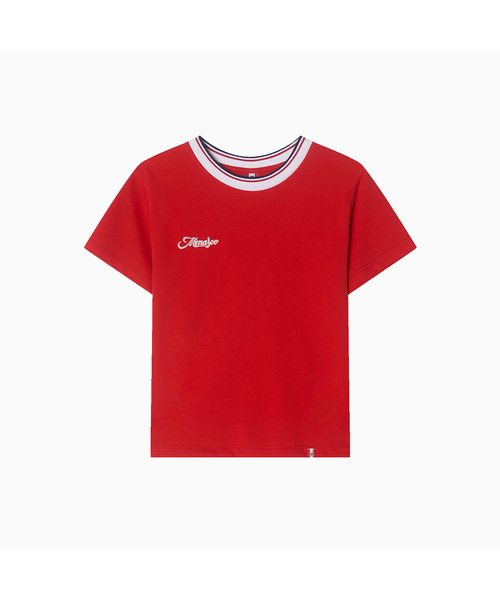 MENASOO(ミナス)の「Silky Cotton Round PK Tshirts_Red(Tシャツ/カットソー・レディース・レッド・2/1)」の1枚目の写真
