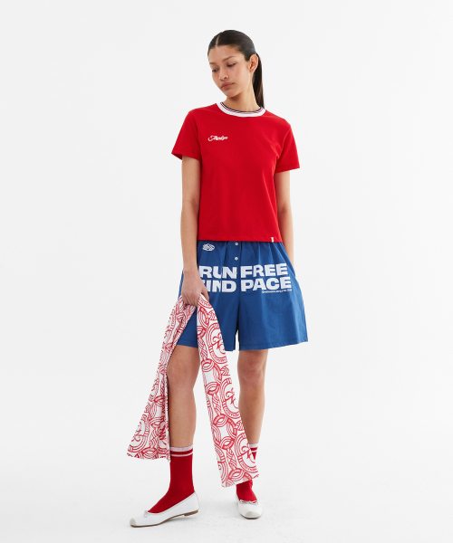 MENASOO(ミナス)の「Silky Cotton Round PK Tshirts_Red(Tシャツ/カットソー・レディース・レッド・2/1)」の5枚目の写真