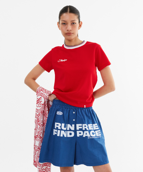 MENASOO(ミナス)の「Silky Cotton Round PK Tshirts_Red(Tシャツ/カットソー・レディース・レッド・2/1)」の6枚目の写真