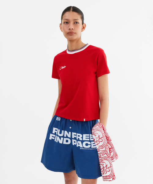 MENASOO(ミナス)の「Silky Cotton Round PK Tshirts_Red(Tシャツ/カットソー・レディース・レッド・2/1)」の7枚目の写真