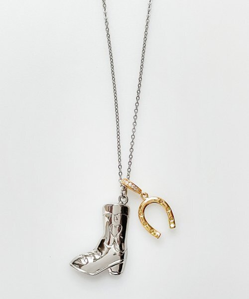 Cowgirl Boots Necklace - Silver