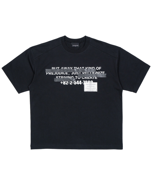 BLACK BLOND(ブラック ブロンド)の「ビビディヒドゥンスローガン半袖Tシャツ(ブラック)(Tシャツ/カットソー・レディース・その他・SMALL/MEDIUM/LARGE/X-LARGE/XX-LARGE/XXX-LARGE)」の1枚目の写真