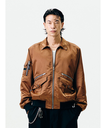 JAMIE WEST（ジェイミーウエスト）の「ナイロンカラーポイントエビエータージャケット（ブラウン）（MA-1）」