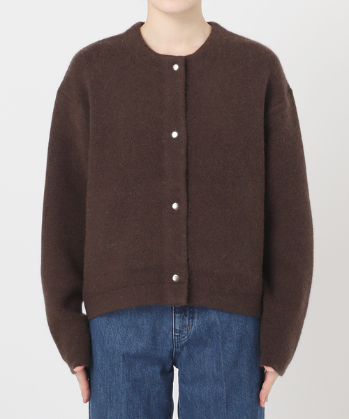 B.C STOCK（ベーセーストック）の「《追加2》2層スムース編みニットブルゾン（カーディガン/ボレロ・レディース・チャコールグレー/ブラック/ブラウン/ベージュ・FREE）」の11枚目の写真