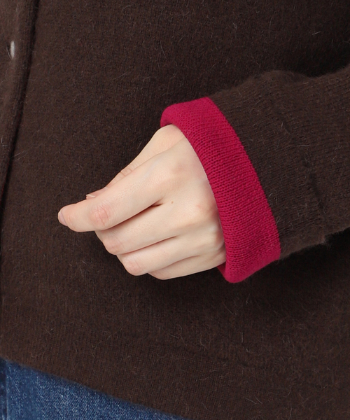 B.C STOCK（ベーセーストック）の「《追加2》2層スムース編みニットブルゾン（カーディガン/ボレロ・レディース・チャコールグレー/ブラック/ブラウン/ベージュ・FREE）」の10枚目の写真