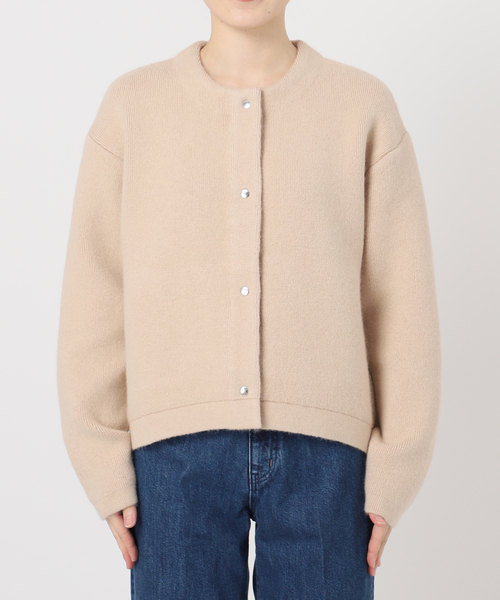 B.C STOCK（ベーセーストック）の「《追加2》2層スムース編みニットブルゾン（カーディガン/ボレロ・レディース・チャコールグレー/ブラック/ブラウン/ベージュ・FREE）」の8枚目の写真