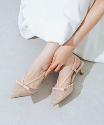 EVOL | 【柔らかい・ふかふか】シアーチュール4.5cmリボンバックバンドパンプス CA23856(パンプス)
