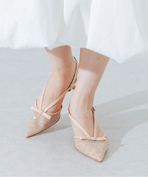 EVOL（イーボル）の「【柔らかい・ふかふか】シアーチュール4.5cmリボンバックバンドパンプス CA23856（パンプス・レディース・ベージュ/ブラック・22.0cm/22.5cm/23.0cm/23.5cm/24.0cm/24.5cm/25.0cm）」の7枚目の写真