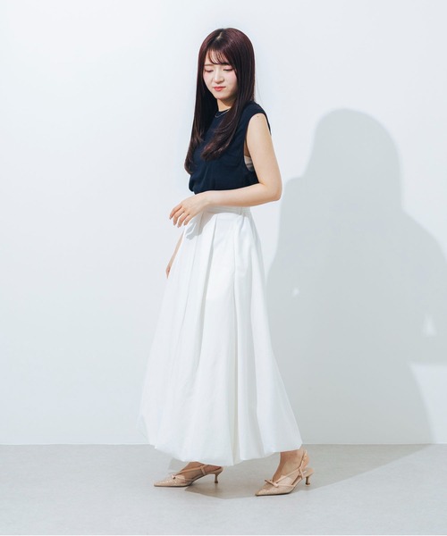 EVOL（イーボル）の「【柔らかい・ふかふか】シアーチュール4.5cmリボンバックバンドパンプス CA23856（パンプス・レディース・ベージュ/ブラック・22.0cm/22.5cm/23.0cm/23.5cm/24.0cm/24.5cm/25.0cm）」の8枚目の写真