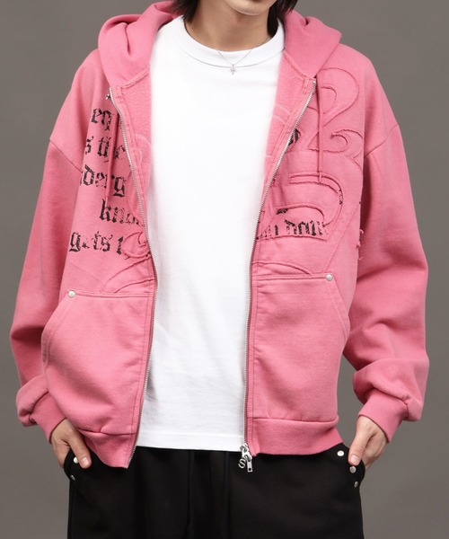 SEQUENZ（シークエンズ）の「【SEQUENZ/シークエンズ】Blackletter ZIP P/K（パーカー・メンズ・ブルー/ブラック/ピンク/ライトグレー・L/M/S）」の12枚目の写真