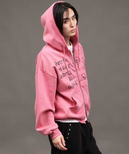 SEQUENZ（シークエンズ）の「【SEQUENZ/シークエンズ】Blackletter ZIP P/K（パーカー・メンズ・ブルー/ブラック/ピンク/ライトグレー・L/M/S）」の16枚目の写真