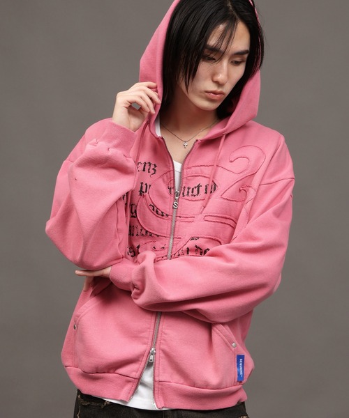 SEQUENZ（シークエンズ）の「【SEQUENZ/シークエンズ】Blackletter ZIP P/K（パーカー・メンズ・ブルー/ブラック/ピンク/ライトグレー・L/M/S）」の14枚目の写真