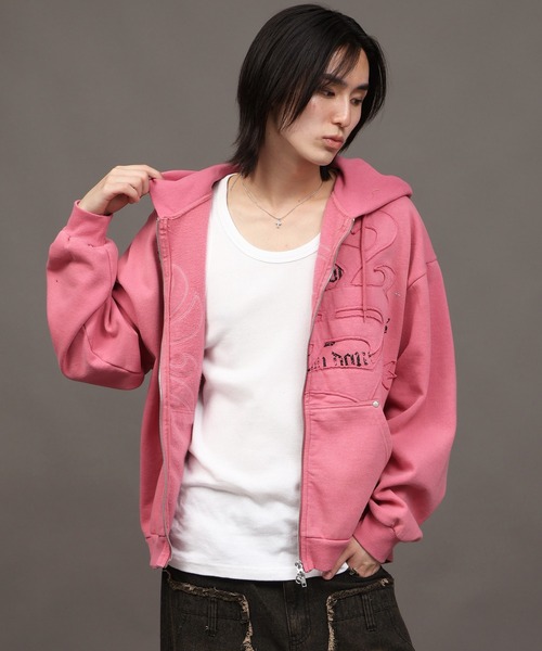 SEQUENZ（シークエンズ）の「【SEQUENZ/シークエンズ】Blackletter ZIP P/K（パーカー・メンズ・ブルー/ブラック/ピンク/ライトグレー・L/M/S）」の10枚目の写真