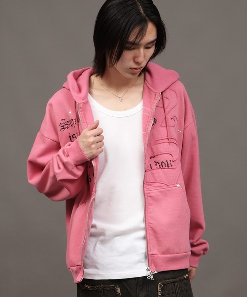 SEQUENZ（シークエンズ）の「【SEQUENZ/シークエンズ】Blackletter ZIP P/K（パーカー・メンズ・ブルー/ブラック/ピンク/ライトグレー・L/M/S）」の11枚目の写真