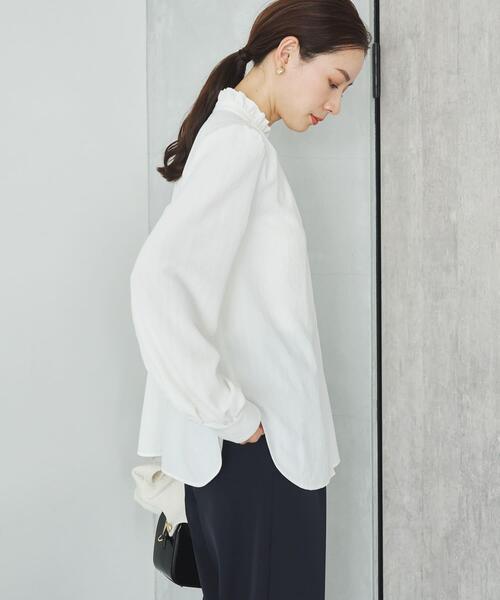 URBAN RESEARCH（アーバンリサーチ）の「ドビーストライプフリルブラウス（シャツ/ブラウス・レディース・オフホワイト/ブラック・FREE）」の4枚目の写真