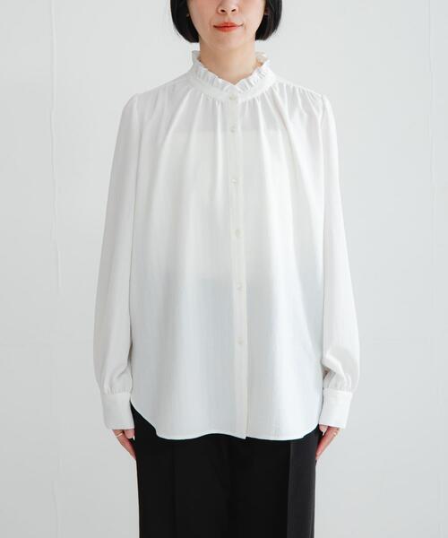 URBAN RESEARCH（アーバンリサーチ）の「ドビーストライプフリルブラウス（シャツ/ブラウス・レディース・オフホワイト/ブラック・FREE）」の10枚目の写真