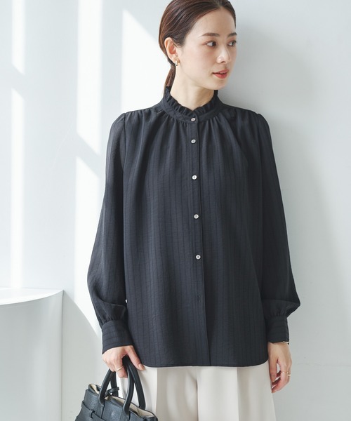 ドビーストライプフリルブラウス（シャツ/ブラウス）｜URBAN RESEARCH