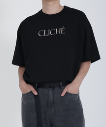 JUSTHANG（ジャストハング）の「CUW No.2 [clich&eacute;] Ivory lettering black oversized short-sleeved T-shirt（Tシャツ/カットソー）」