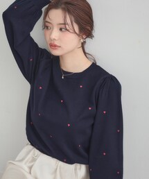 couture brooch | 【着映え】ハートドットラメ刺繍ニット(ニット/セーター)