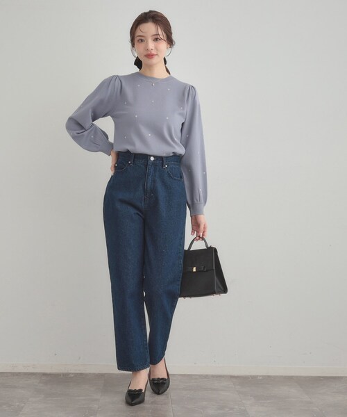 couture brooch（クチュールブローチ）の「【着映え】ハートドットラメ刺繍ニット（ニット/セーター・レディース・ネイビー/ブルー/アイボリー・36/38/42）」の21枚目の写真