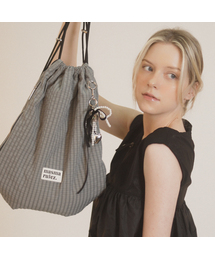 [INT] Gym sack string bag _ plaid check gray