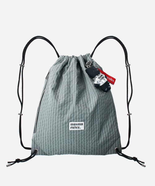 MASMARULEZ（マスマルールズ）の「[INT] Gym sack string bag _ plaid check gray（バックパック/リュック・レディース・グレー系その他・FREE）」の2枚目の写真