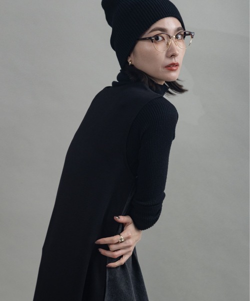 lodie（ロディ）の「デニムドッキングワンピース（ジャンパースカート・レディース・ブラック/ブルー・FREE）」の3枚目の写真