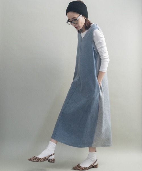 lodie（ロディ）の「デニムドッキングワンピース（ジャンパースカート・レディース・ブラック/ブルー・FREE）」の17枚目の写真