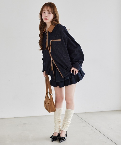 one after another NICE CLAUP（ワンアフターアナザーナイスクラップ）の「【REVIVAL】WEB限定/セットアップ対応/ティアードミニスカート（デニムスカート・レディース・サックスブルー/ネイビー・FREE）」の6枚目の写真