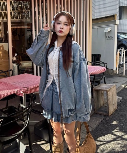 one after another NICE CLAUP（ワンアフターアナザーナイスクラップ）の「【REVIVAL】WEB限定/セットアップ対応/ティアードミニスカート（デニムスカート・レディース・サックスブルー/ネイビー・FREE）」の19枚目の写真