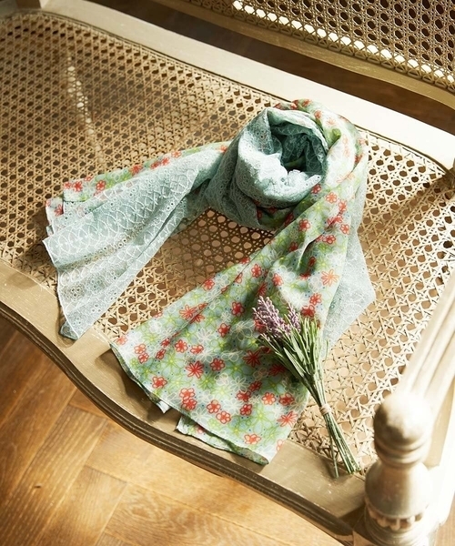 【NEW】ホコモモラ（JOCOMOMOLA）/フラワーレースドッキングストール フラワーレースドッキングストール（ストール/ショール）｜Jocomomola