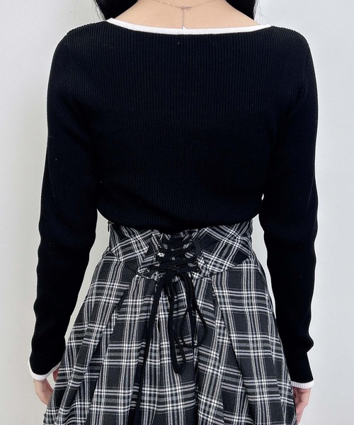 INGNI（イング）の「デコルテオープンリブニット（ニット/セーター・レディース・ピンク系2/ブラック×ホワイト/ホワイト×ブラック・M）」の15枚目の写真