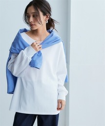 nissen | テクスチャーリブジャガードカットソーゆるシルエットプルオーバー（吸汗速乾・UVカット）＜大きいサイズ有＞(Tシャツ/カットソー)