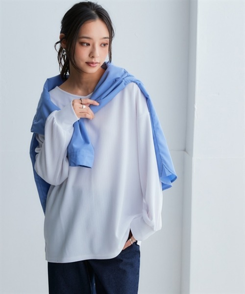 nissen（ニッセン）の「テクスチャーリブジャガードカットソーゆるシルエットプルオーバー（吸汗速乾・UVカット）＜大きいサイズ有＞（Tシャツ/カットソー・レディース・グリーン/ブラック/チョコ/オフホワイト/ダークグレー・3L/LL/L/M/S）」の17枚目の写真