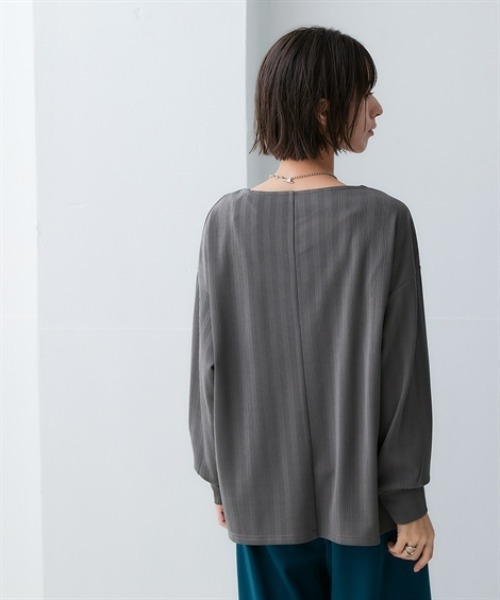 nissen（ニッセン）の「テクスチャーリブジャガードカットソーゆるシルエットプルオーバー（吸汗速乾・UVカット）＜大きいサイズ有＞（Tシャツ/カットソー・レディース・グリーン/ブラック/チョコ/オフホワイト/ダークグレー・3L/LL/L/M/S）」の22枚目の写真