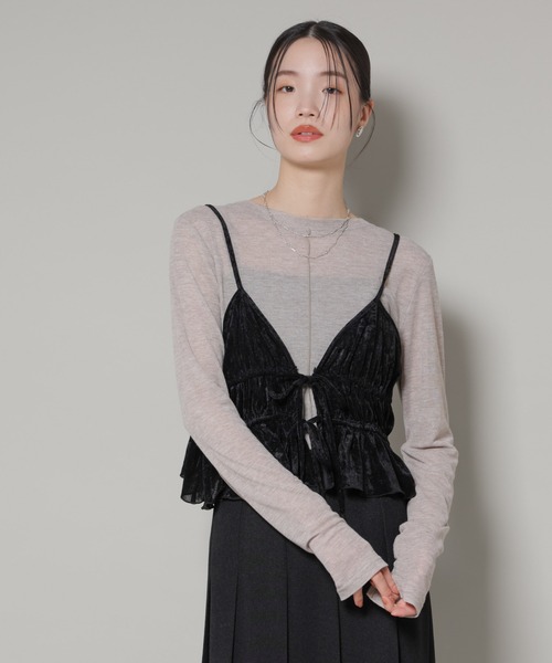 NANO universe（ナノユニバース）の「フロントリボンキャミソールビスチェ（キャミソール・レディース・グレー/ブラック/ベージュ・FREE）」の18枚目の写真