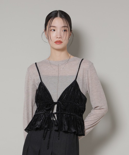 NANO universe（ナノユニバース）の「フロントリボンキャミソールビスチェ（キャミソール・レディース・グレー/ブラック/ベージュ・FREE）」の19枚目の写真