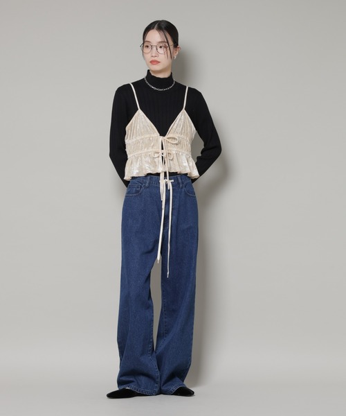 NANO universe（ナノユニバース）の「フロントリボンキャミソールビスチェ（キャミソール・レディース・グレー/ブラック/ベージュ・FREE）」の14枚目の写真